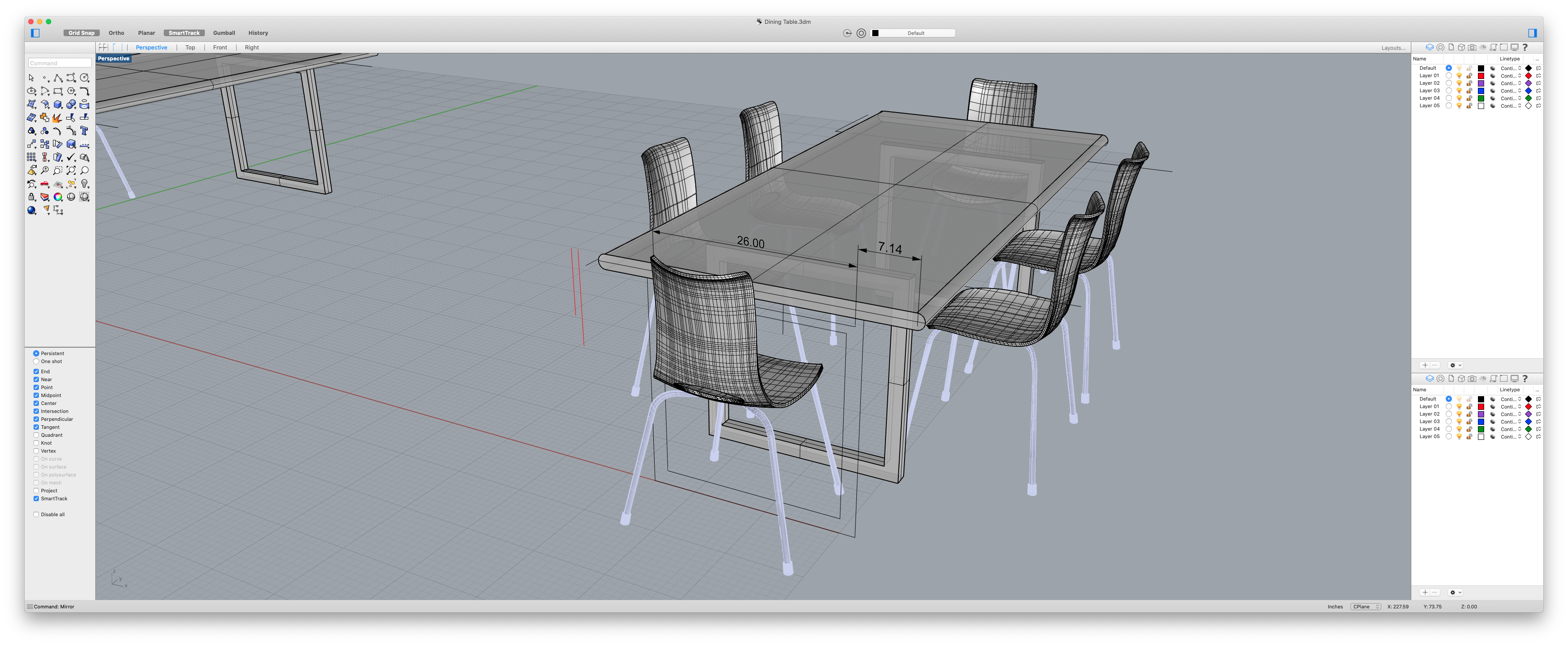 3D Render of the table for scale