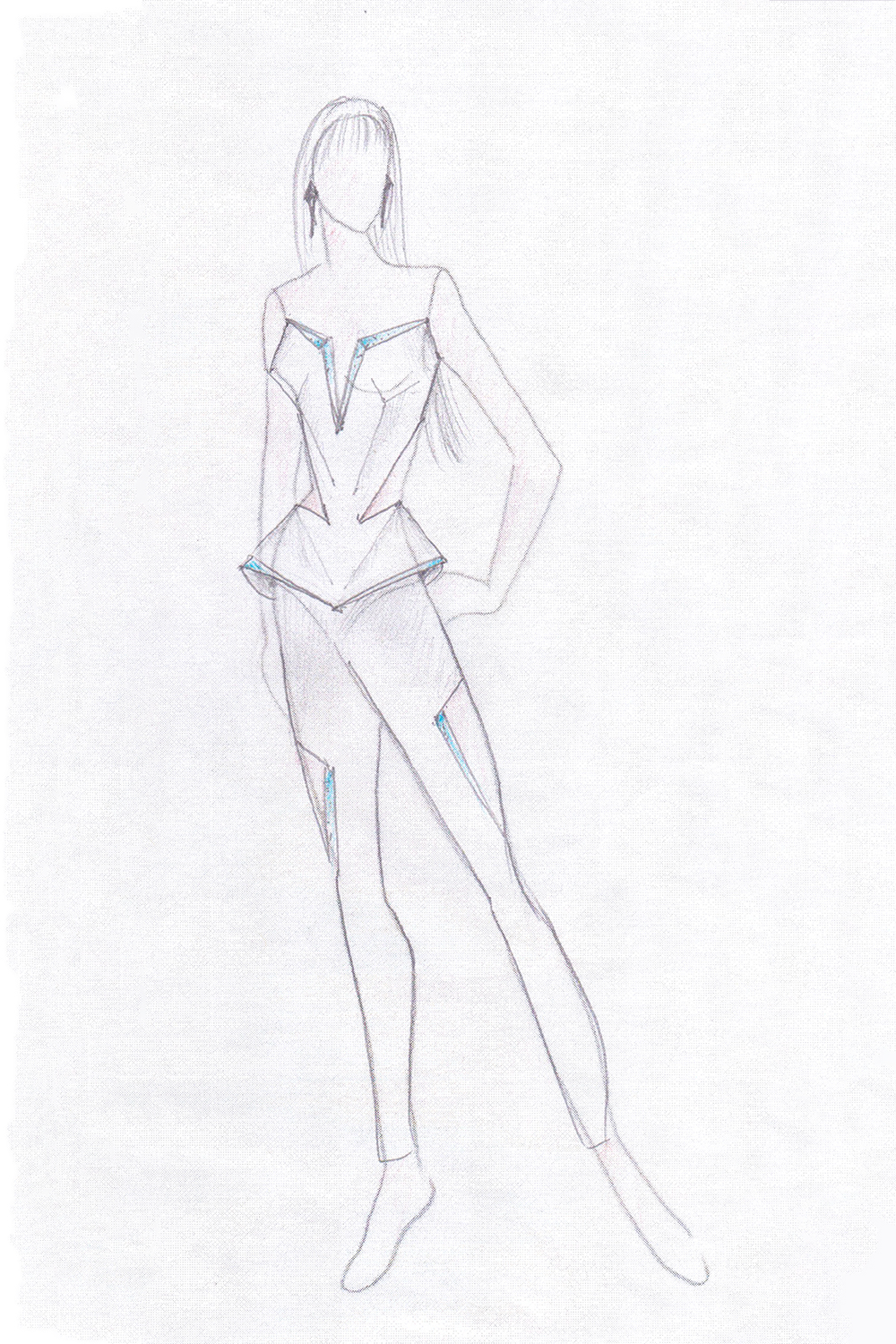 Sketch of Kendra's outfit