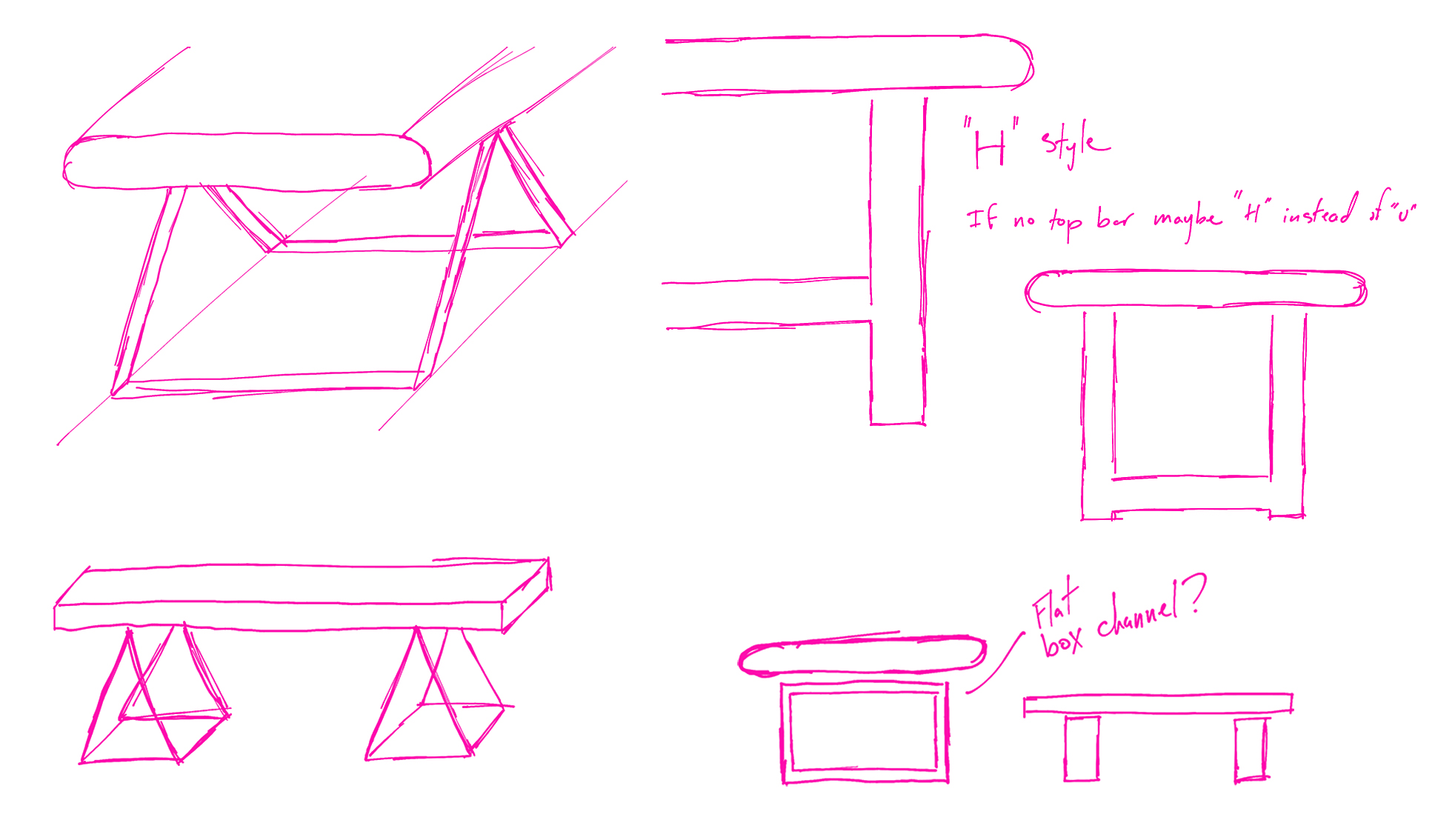 Sketches of Leg shapes and configurations