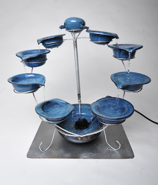 Blue ceramic fountain