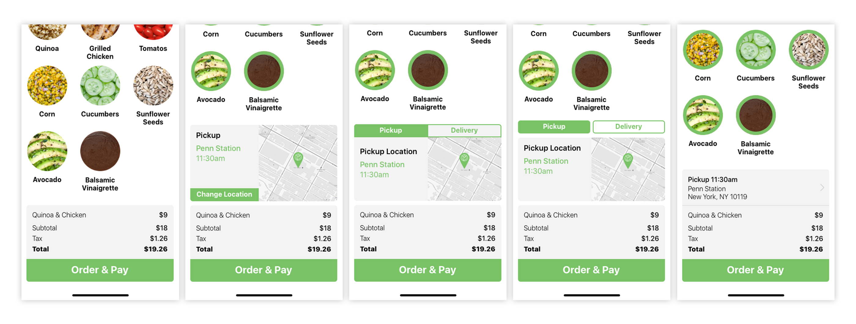 Order & Pay Card Iterations