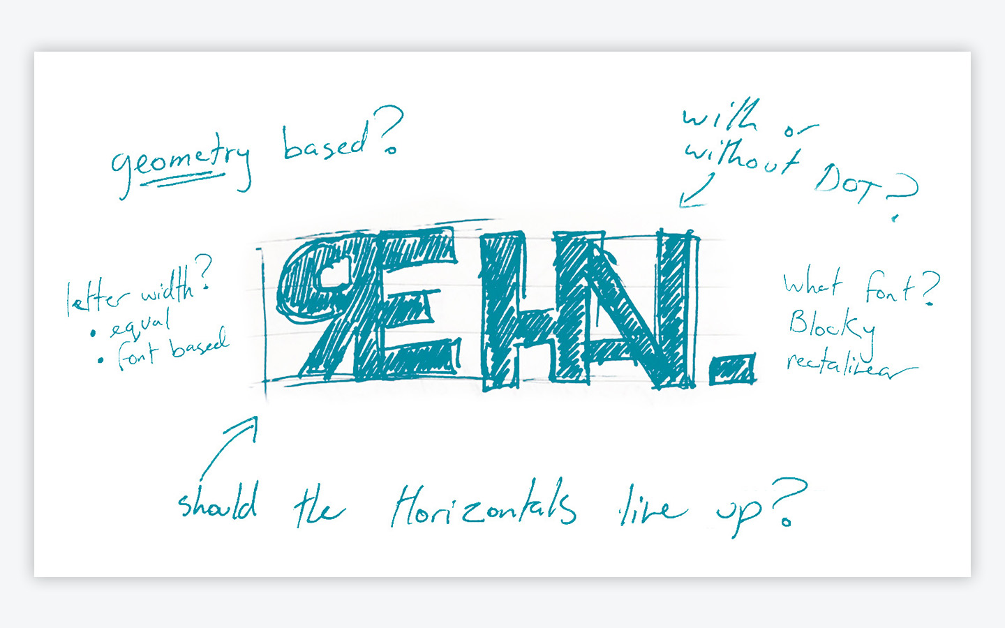 Original logo sketch with questions