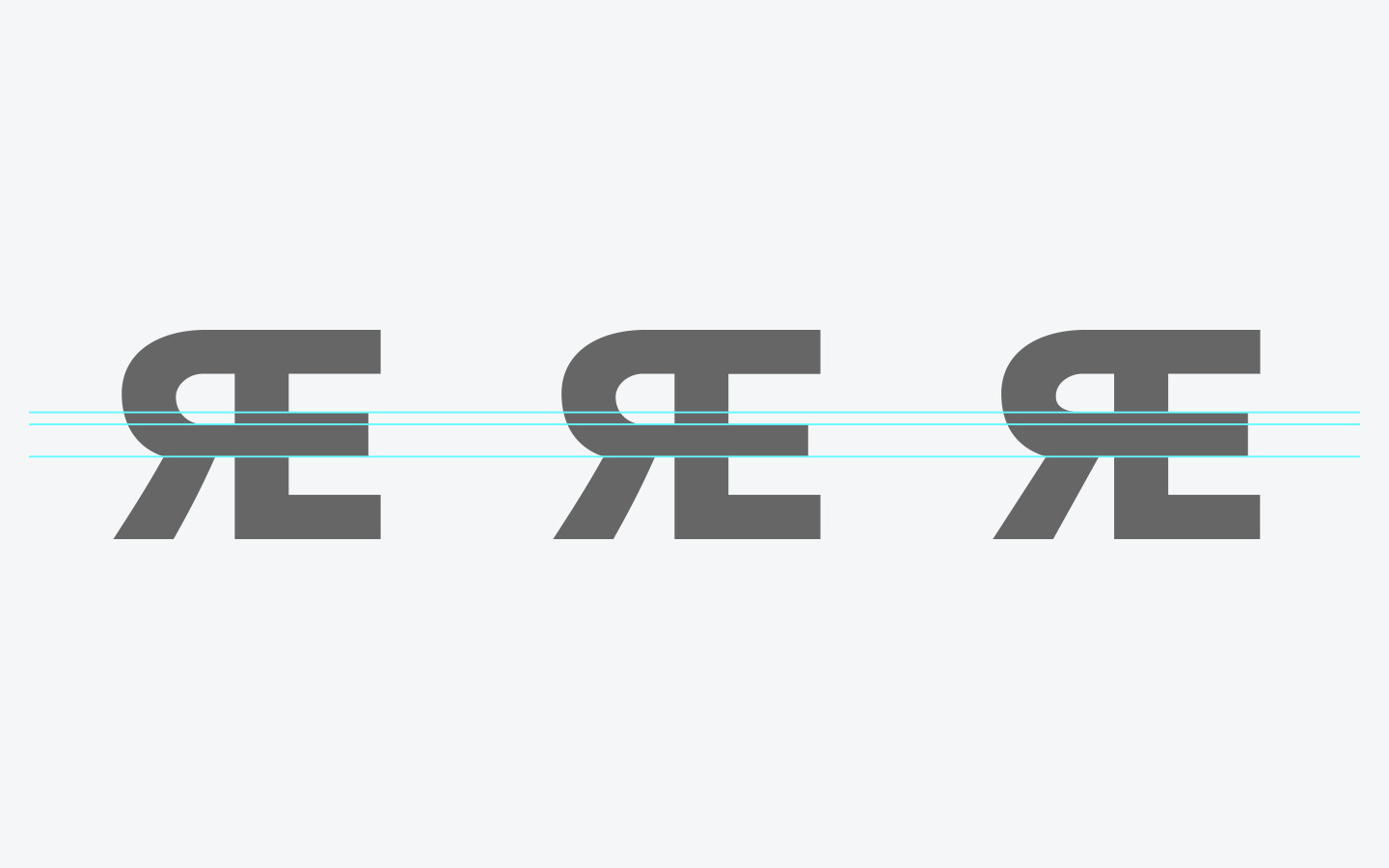 Horizontal alignment of the R and E