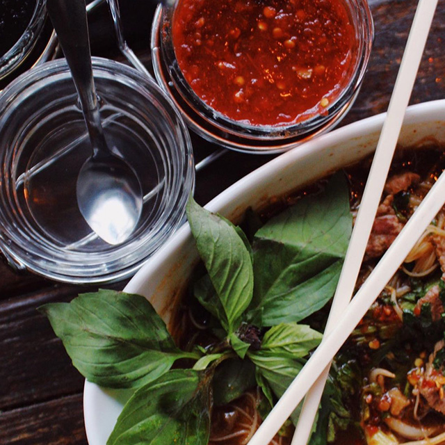 Noodle soup and chili oil