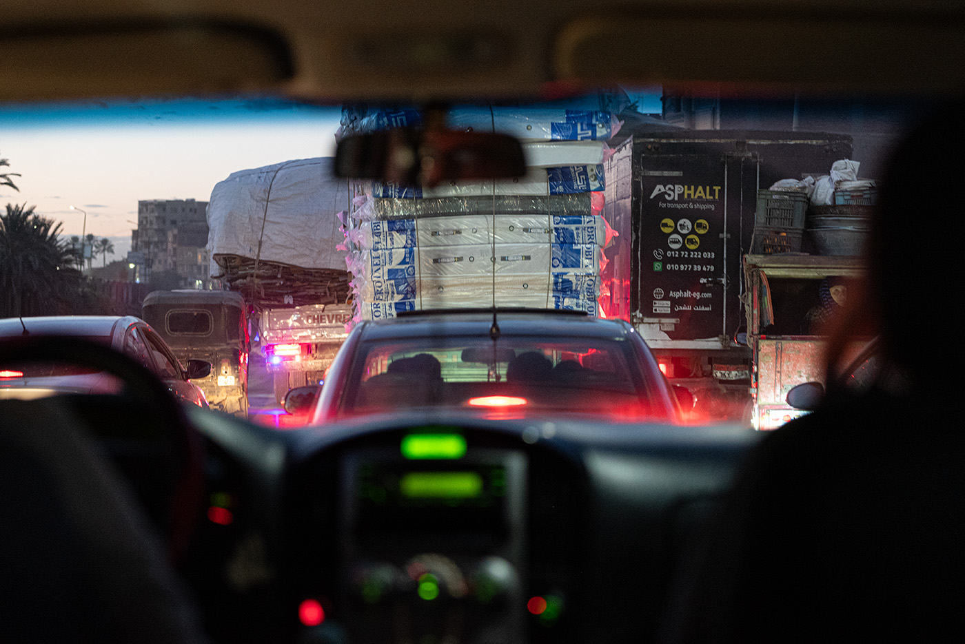 Crazy traffic in Cairo shot from inside a car