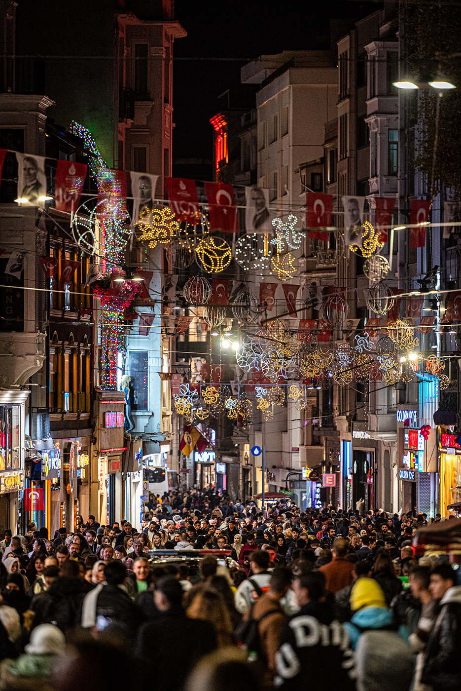 A busy nightlife street in Taksim