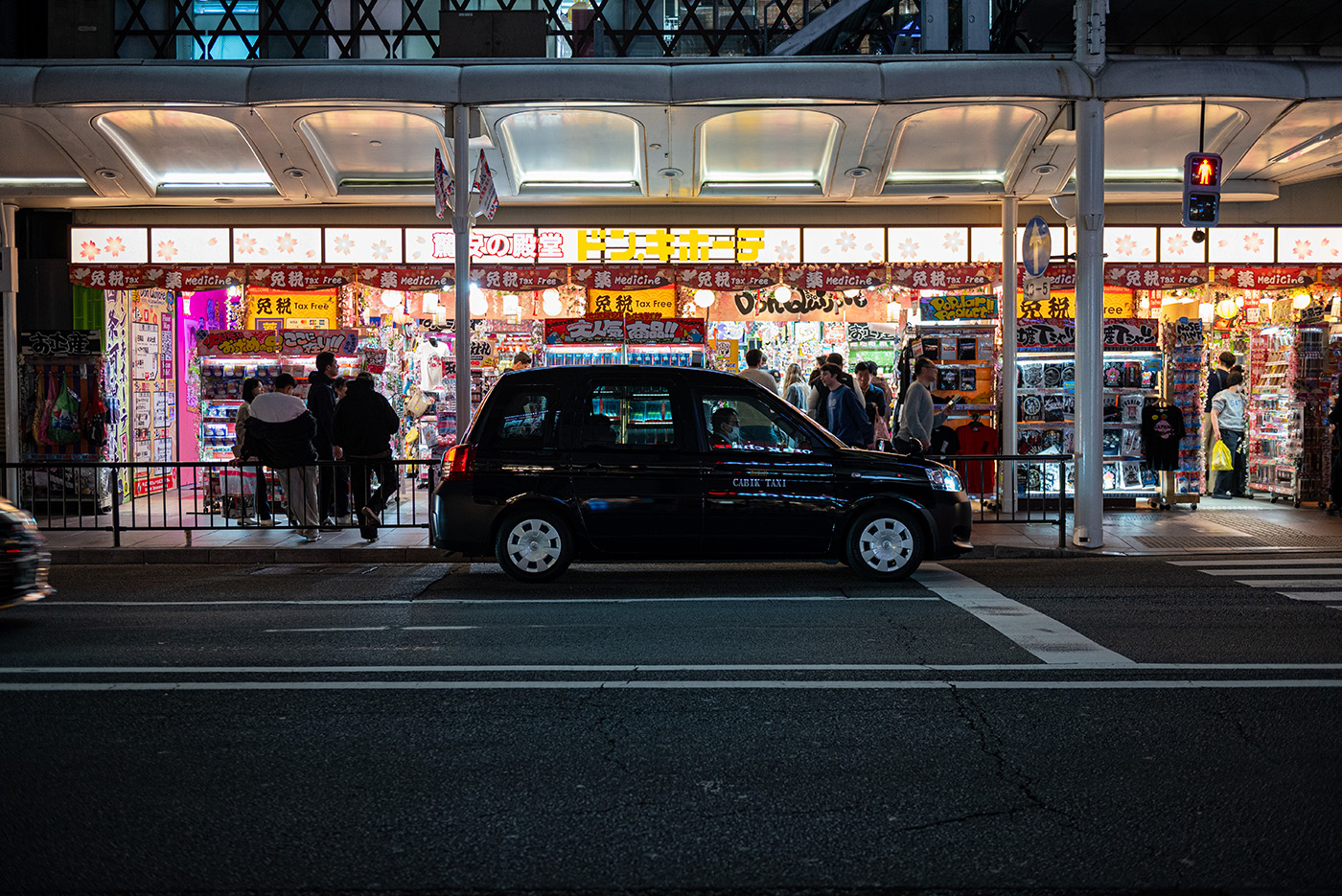 Cab in the night street