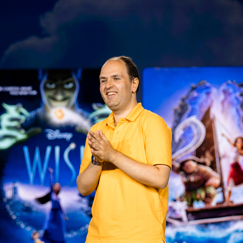 An action shot of me speaking on stage
